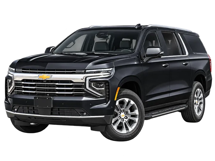 Black 2027 Chevrolet Suburban LT front three-quarter view
